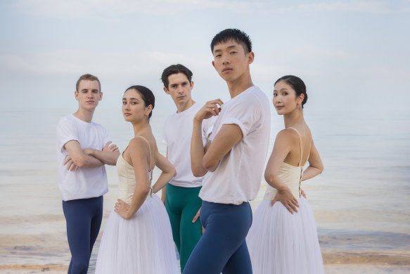 Australian Ballet Telstra Dancer of the year nominees (left to right) Tom Gannon, Lilly Maskery, Adam Elmes, Lucien Xu and Rina Nemoto.