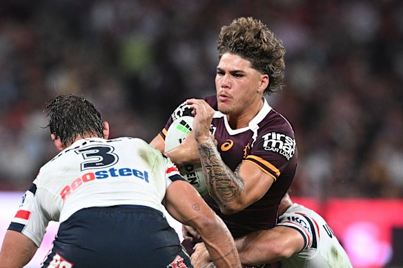 Reece Walsh in action for the Broncos.