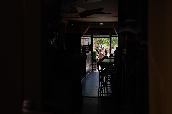 A Cannes restaurant without lights during the power outage.
