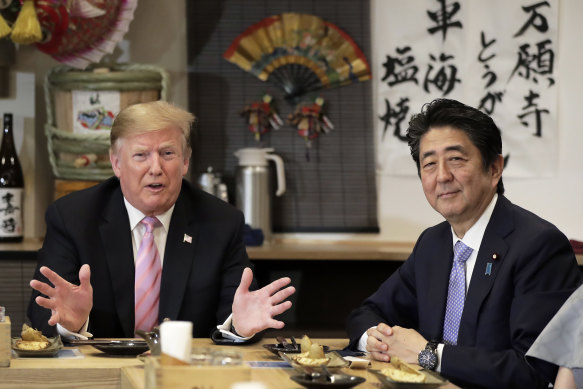 Shigeru  Ishiba hopes to emulate the close tie between former leader Shinzo Abe and Donald Trump, dining in Tokyo in 2019.