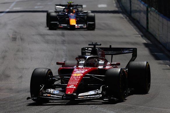Charles Leclerc chases his teammate. 