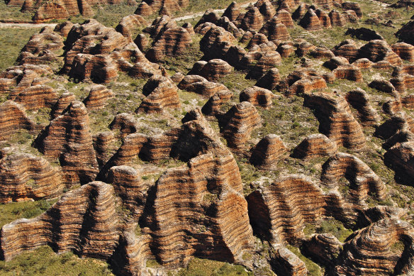 The dazzling aerial perspective of the Bungle Bungles in Purnululu National Park.