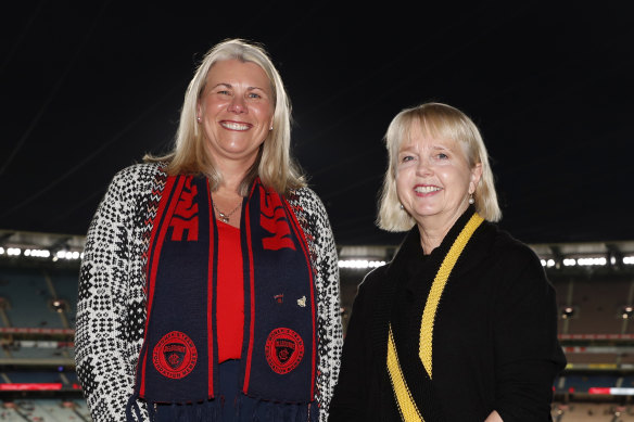 Premiership presidents: Melbourne’s Kate Roffey and Richmond’s Peggy O’Neal. 
