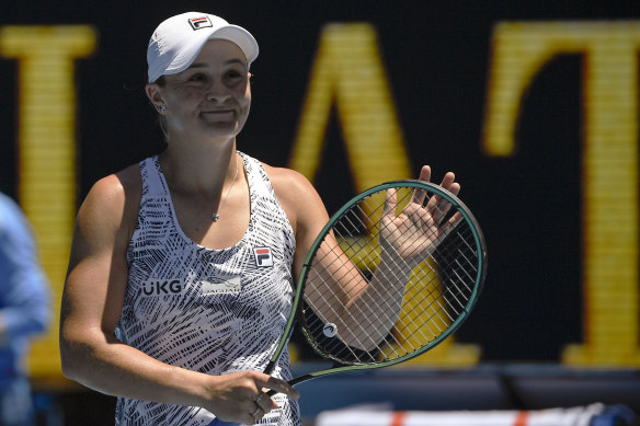 Ash Barty was all smiles after her clinical performance against Lucia Bronzetti.