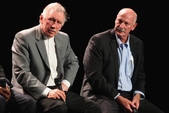 Ian Chappell with close friend Denis Lilliee in 2015.