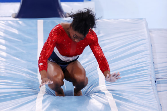 Simone Biles pulled out of her Amanar vault in mid-air, leading to a stumble on landing and a low score in Tokyo.