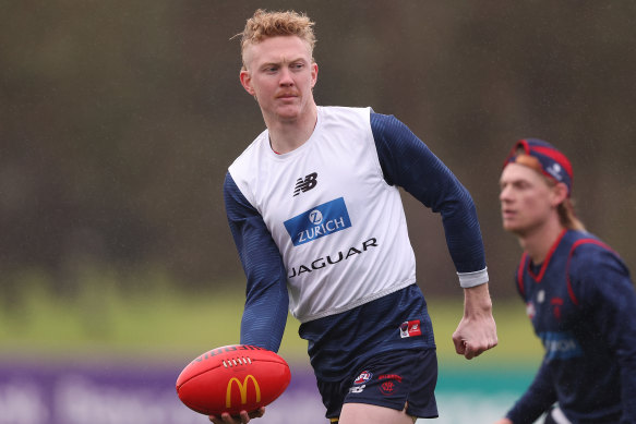 Melbourne midfield ace Clayton Oliver has been on the sidelines since round 10.