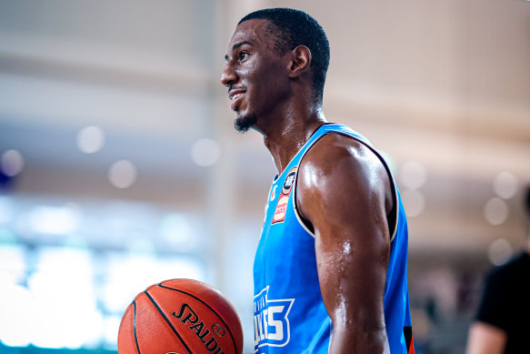 Shannon Scott readies himself for the Brisbane Bullets.