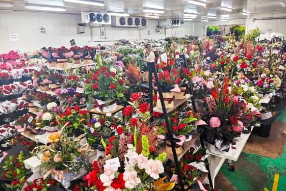 The cold room at the Brisbane Flower Market. The market sells both wholesale and to the public.
