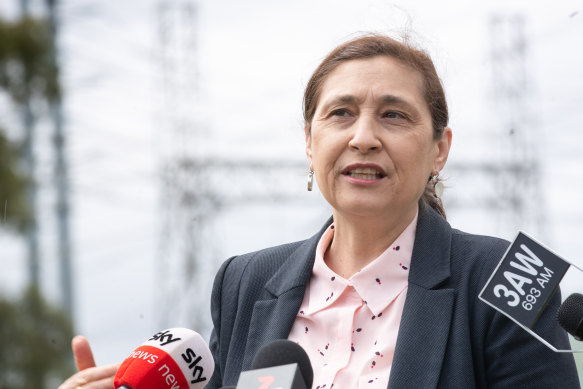 Energy Minister Lily D'Ambrosio announces the Victorian Big Battery project on Thursday.