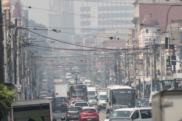 The view down Brunswick Street. 