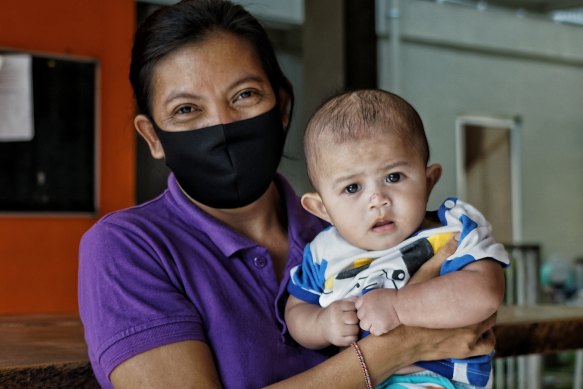 A six month-old baby boy whose  mother has HIV Aids, currently being cared for at Bali Kids.