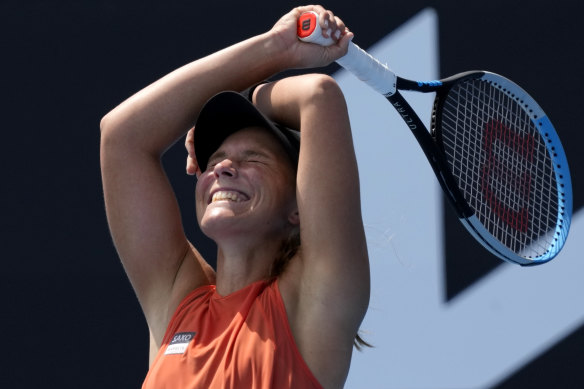 Maddison Inglis celebrates her grand slam breakthrough.