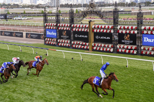 Bivouac leaves Nature Strip in his wake in the Darley Sprint Classic at Flemington last spring.