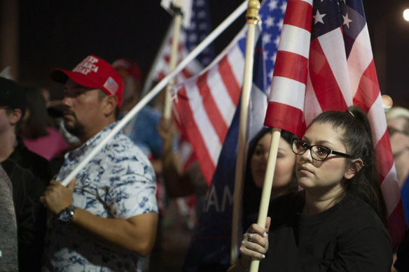 Trump supporters rallied for a second night outside of the Maricopa County Recorders Office in Phoenix, Arizona