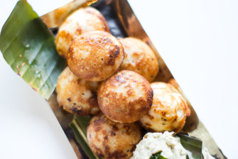 Kulipaniyaram at Madras Bros. southern Indian restaurant. 