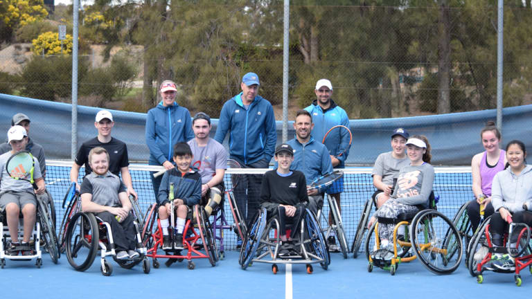 A host of wheelchair tennis players have been training at the AIS for the Canberra Wheelchair Tennis Open.