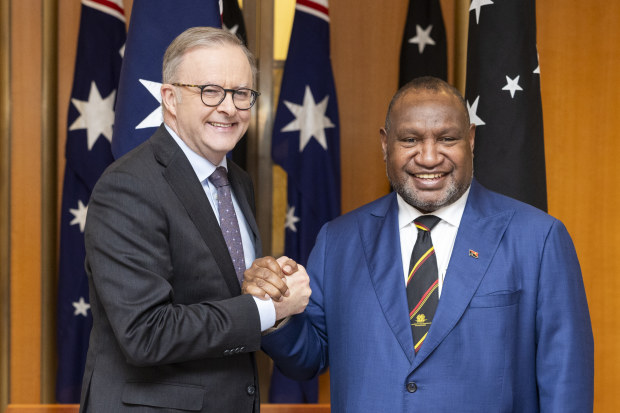 Prime Minister Anthony Albanese and Prime Minister of Papua New Guinea James Marape in December.
