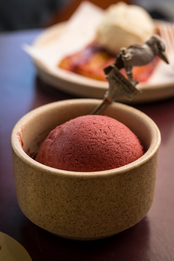 Plum gelato (front) and plum galette at Effe.