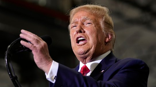 President Donald Trump speaks at a rally at Xtreme Manufacturing, Sunday, Sept. 13, 2020, in Henderson, Nev. (AP Photo/Andrew Harnik)