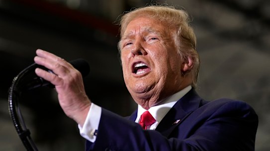 President Donald Trump speaks at a rally in Nevada last Sunday.