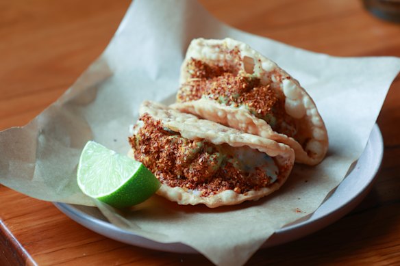 Spanner crab tacos with yuzu mayo.