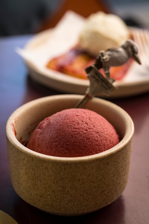 Plum gelato (front) and plum galette at Effe.