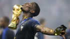 France's Paul Pogba celebrates with the World Cup trophy after the bleu-blanc-rouge downed Croatia in the final in Moscow last July. 