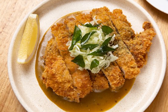 Chicken katsu with Japanese gravy.
