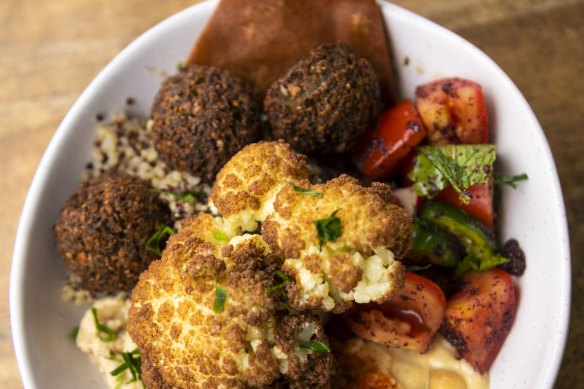 The Jerusalem bowl with the Shaweesh family’s famous falafels.