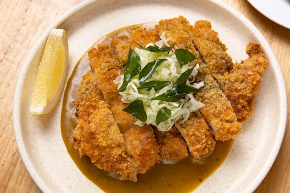 Chicken katsu with Japanese gravy.