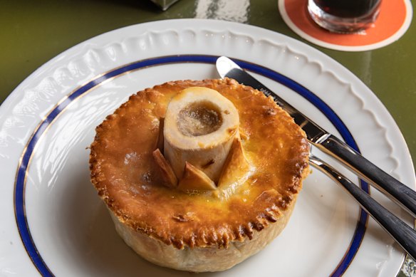 Hearty British-Euro plates include oxtail, snail and bone marrow pie.
