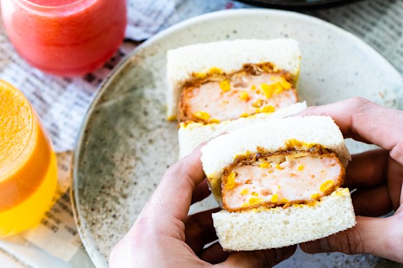 The prawn sando, pictured at the original Sandoitchi in Darlinghurst.