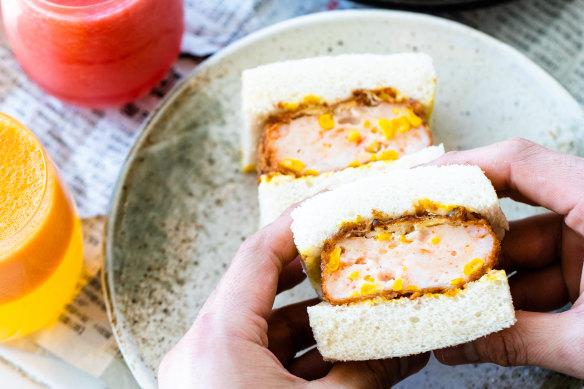 The prawn sando, pictured at the original Sandoitchi in Darlinghurst.
