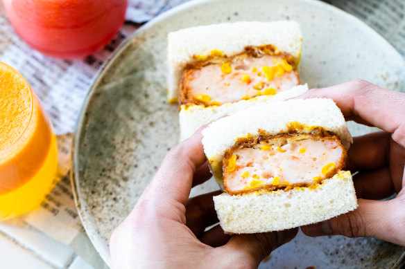 The prawn sando, pictured at the original Sandoitchi in Darlinghurst.