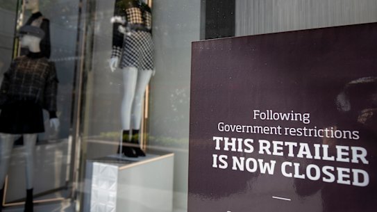 A Zara store is seen closed to public because of Covid-19, Brisbane, Friday, May 1, 2020. (AAP Image/Glenn Hunt) NO ARCHIVING