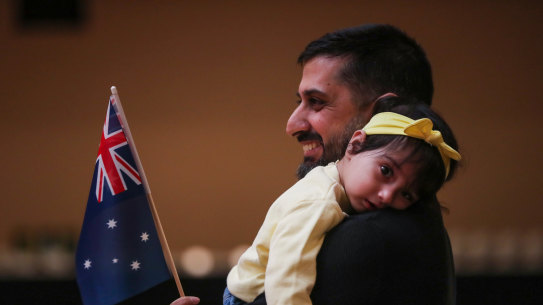 Vikas Gadoo received his Australian citizenship at the citizenship ceremony on Australia Day at Melbourne Town Hall in 2023. Melbourne City Council has retained the ceremony on January 26 this year.