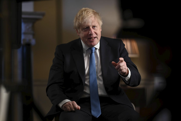 Prime Minister Boris Johnson recording his address to the nation for Brexit night.