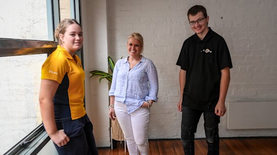 Kellie Richardson (centre) says good communication is key to strong relationships with her daughter, Abigail, and son, Bailey.