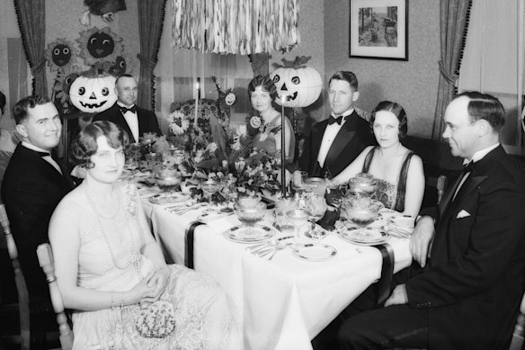 A Halloween dinner party in southern California in 1928.