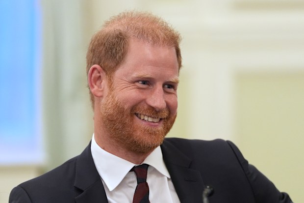 Prince Harry, the Duke of Sussex, smiles during a roundtable about support for veterans, Wednesday, Aug. 19, 2026, in Washington
