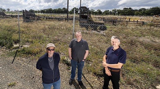 Robert Goon, Gary Smith and Bill Stolk from the Ballarat Residents and Ratepayers’ Association at the old saleyards.