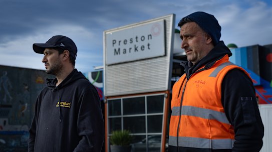 Preston market traders: Kristian Gandolfo (left) runs the Mariluci deli and Domenic Mollica (right) runs MnM Fruit.