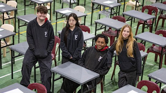 Footscray High School years 12 students (from left) Herbie Garock, Jennifer Nguyen, Noah Regassa and Sylvie Ward.