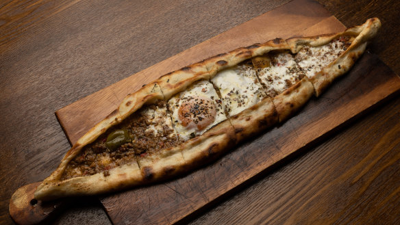 Go-to dish: Kiymali pide with added egg.