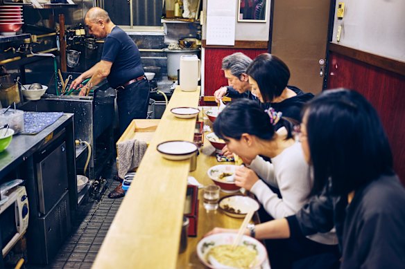 Counter seating is common in Japan.