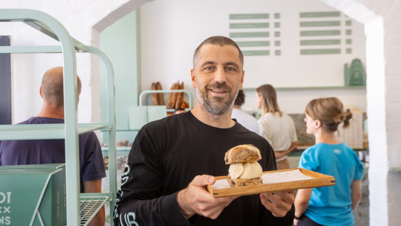 Bread Club co-owner Tim Beylie with his creation for Baker’s Dozen