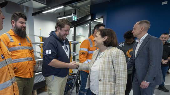 Minister for the State Electricity Commission, Lily D’Ambrosio and interim SEC chief executive Chris Miller announce the first steps in bringing back the SEC today.
