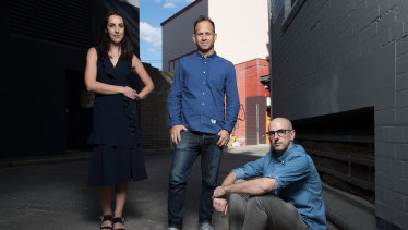 Zuper co-founders (L-R) Jessica Ellerm, Eran Thomson and Jon Holloway, in Surry Hills.