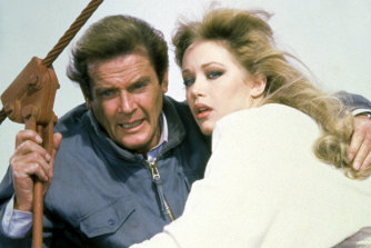 Roger Moore and Tanya Roberts in A View to a Kill. 
